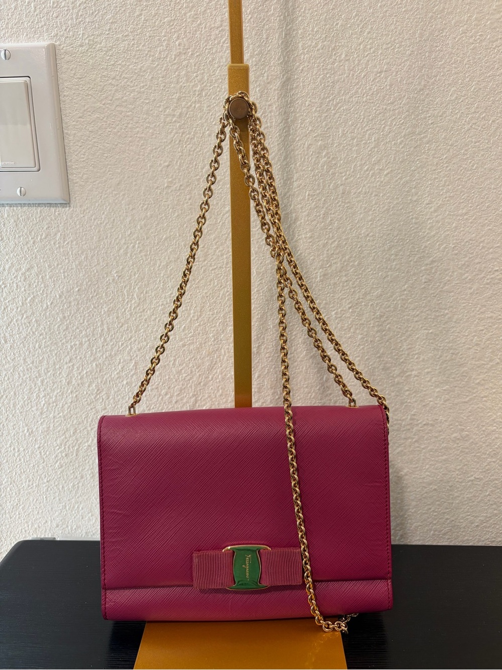 Salvatore Ferragamo Vara Bow Mini Crossbody Bag in Fuchsia